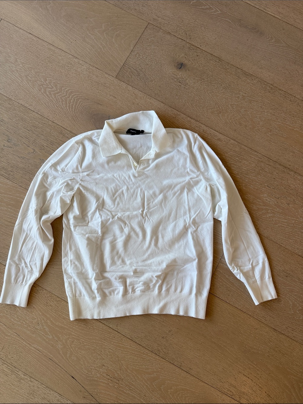 Theory Men's White Long-Sleeve Polo Sweater